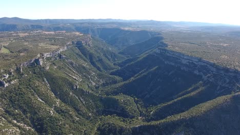 Flying-above-the-cirque-de-Navacelles-in-France.-Horizontal-view